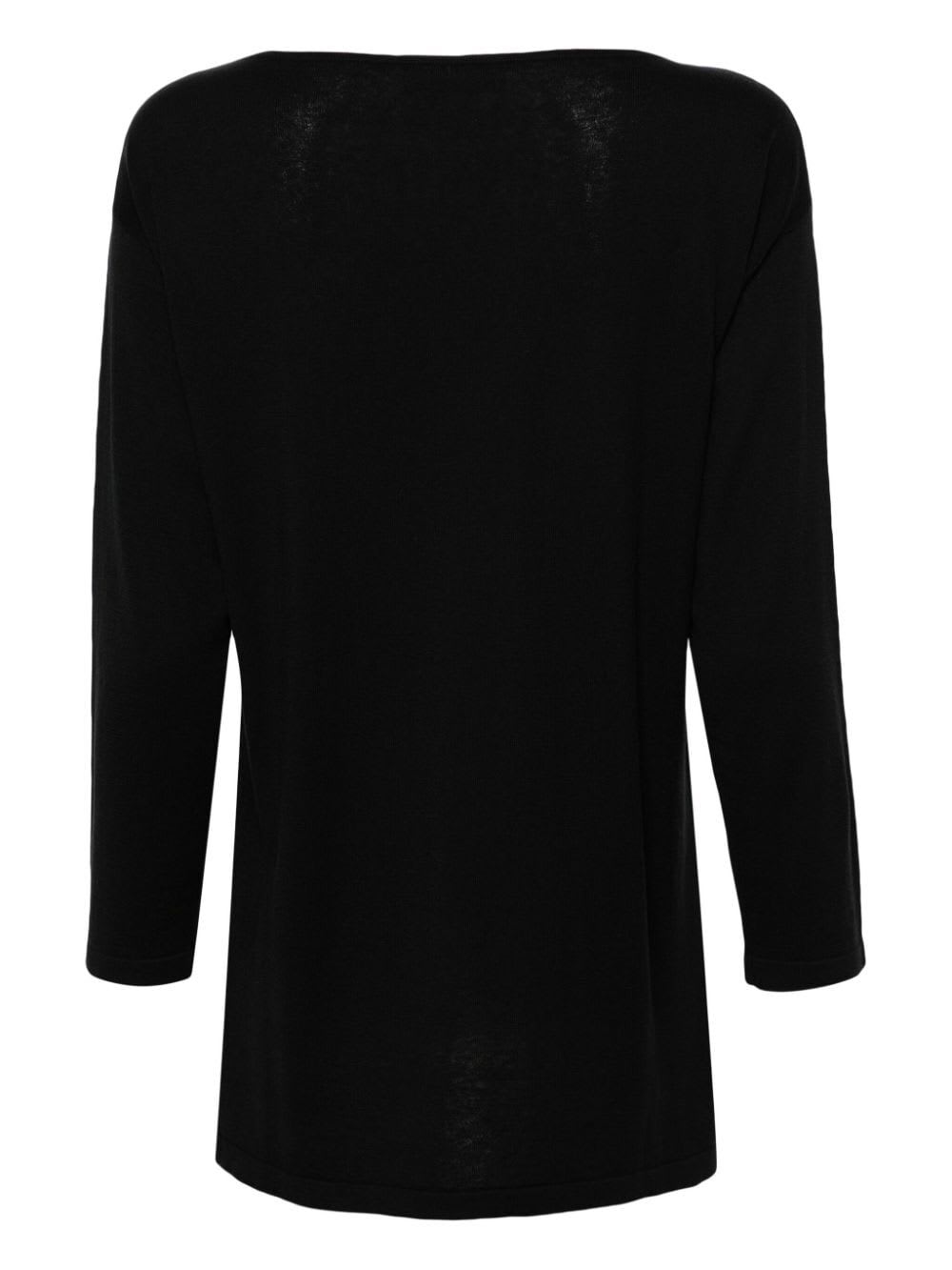 Shop Gentry Portofino Long Sleeves Crew Neck Sweater In Black