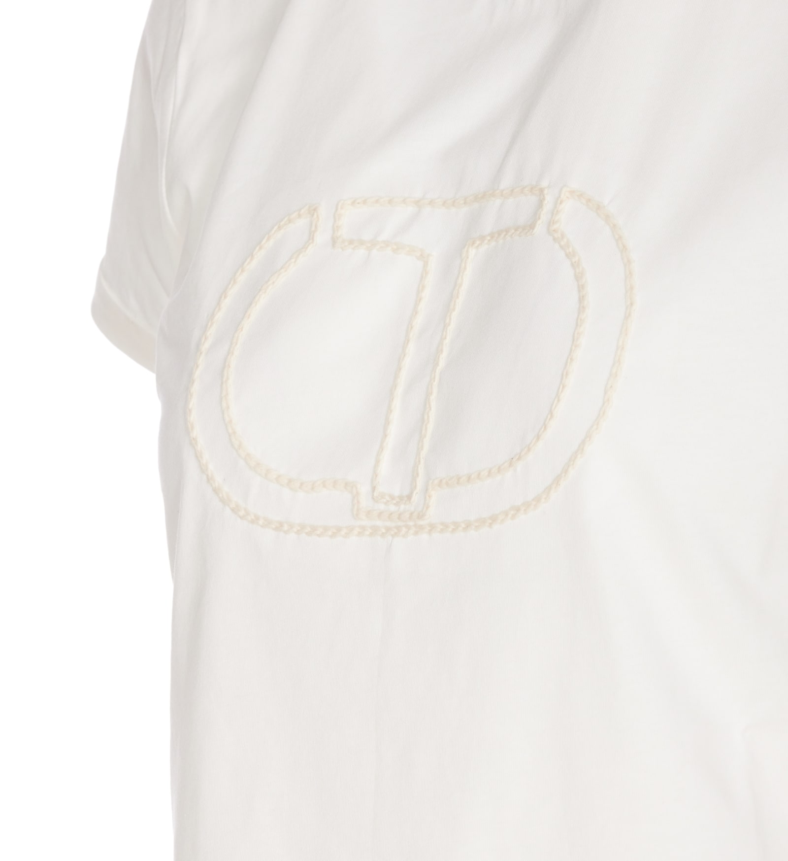 Shop Twinset Oval T Embroidered Logo T-shirt In White