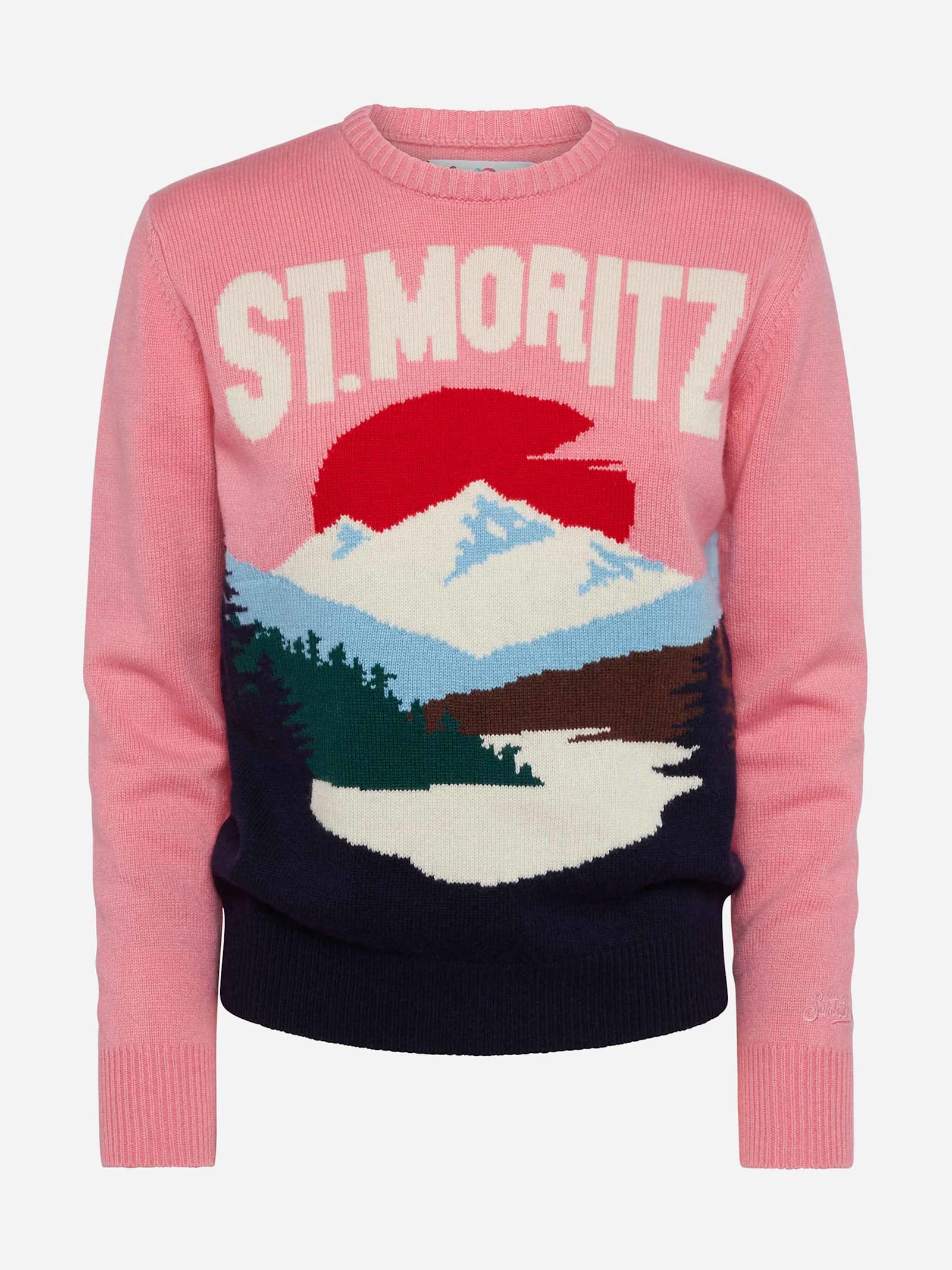 Shop Mc2 Saint Barth Woman Pink Sweater New Queen St. Moritz Postcard Print