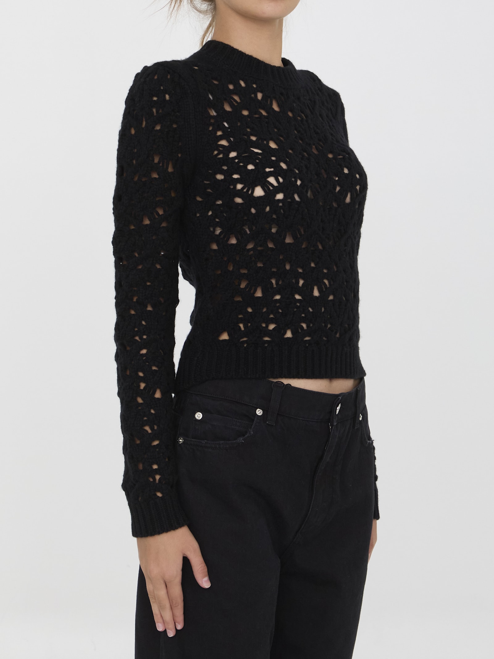 Shop Chloé Wool Knit Jumper In Black