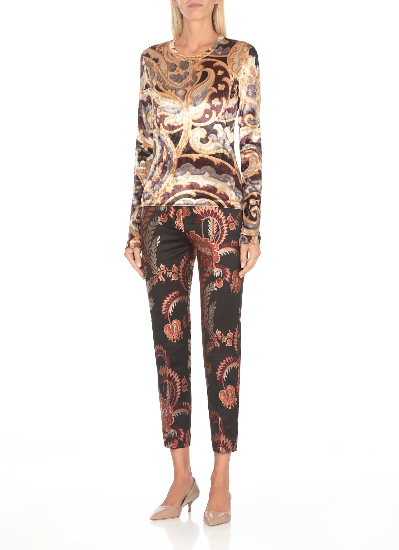 Shop Etro Chenille Sweater With Print In Multicolour