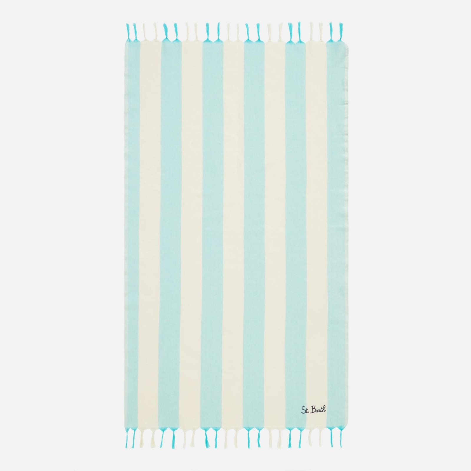 Mc2 Saint Barth Fouta Lightweight With White And Water Green Stripes