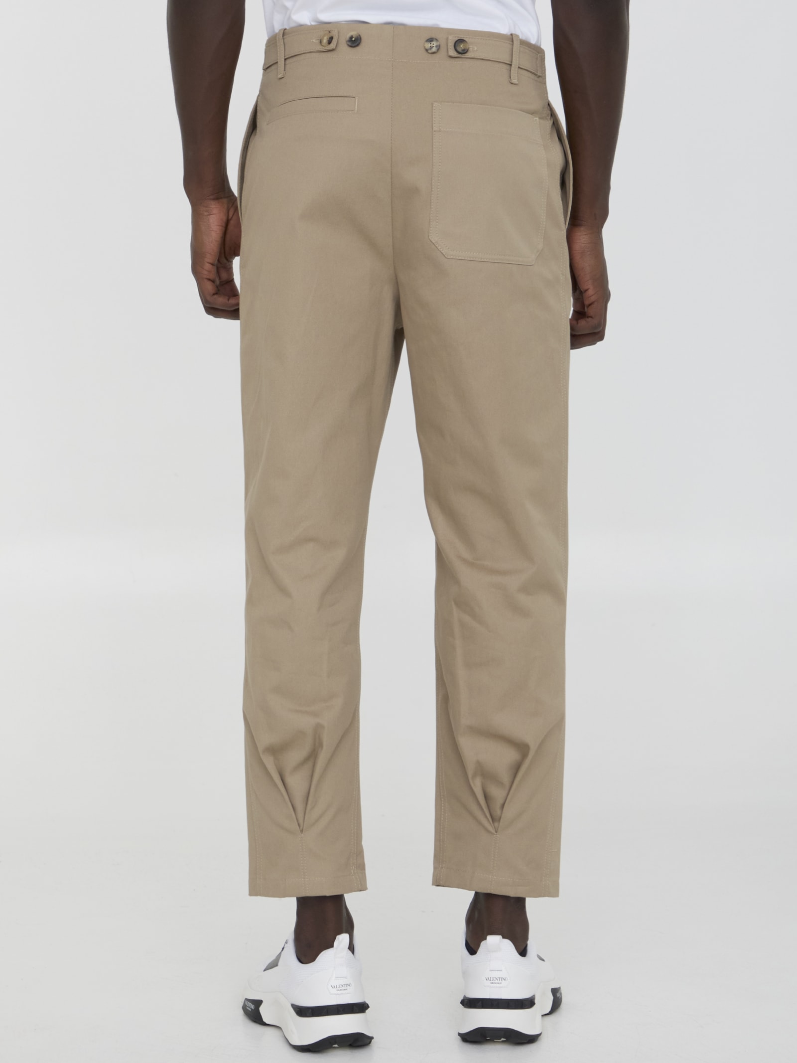 Shop Valentino Pants In Cotton Gabardine In Beige