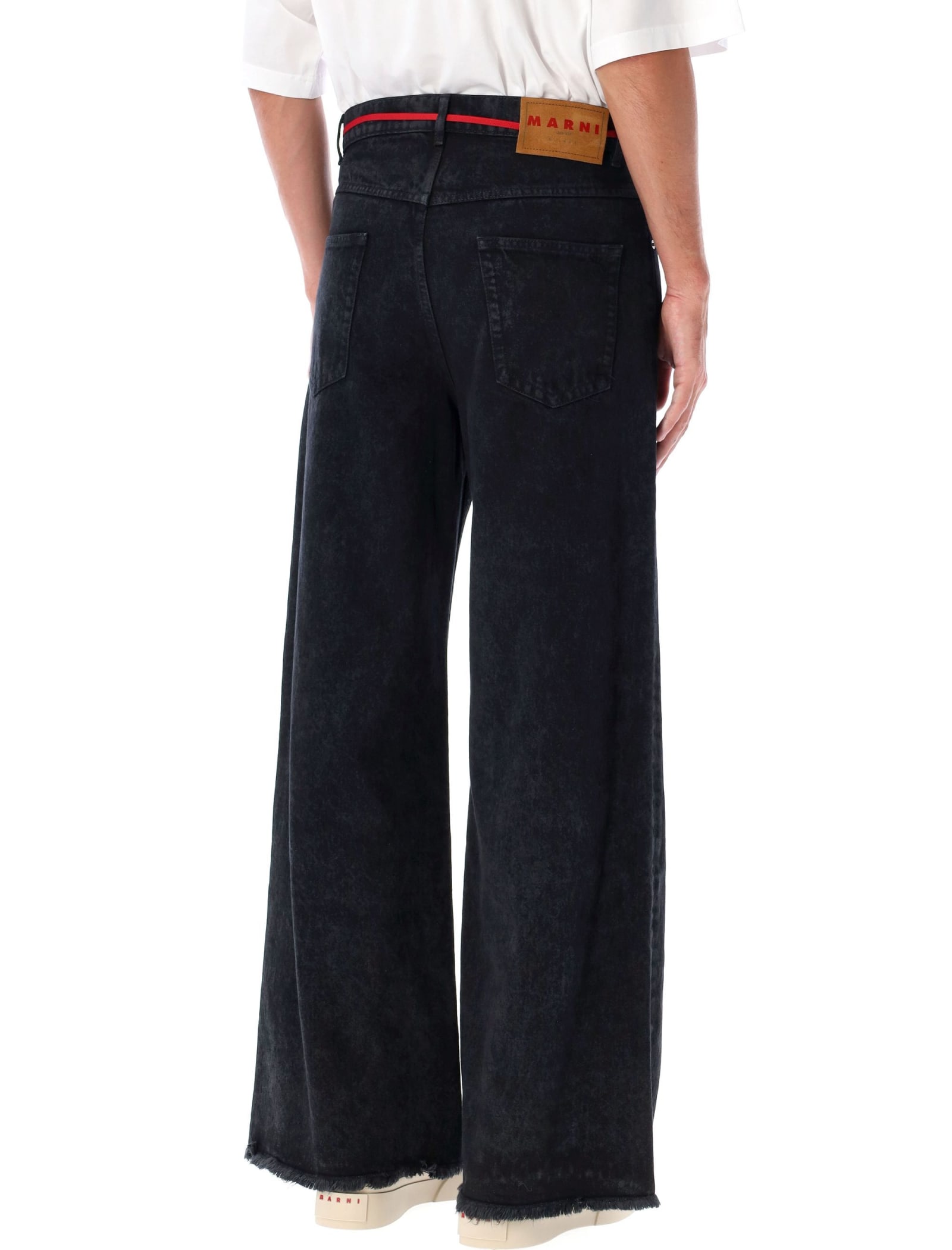 Shop Marni Wide Denim In Black