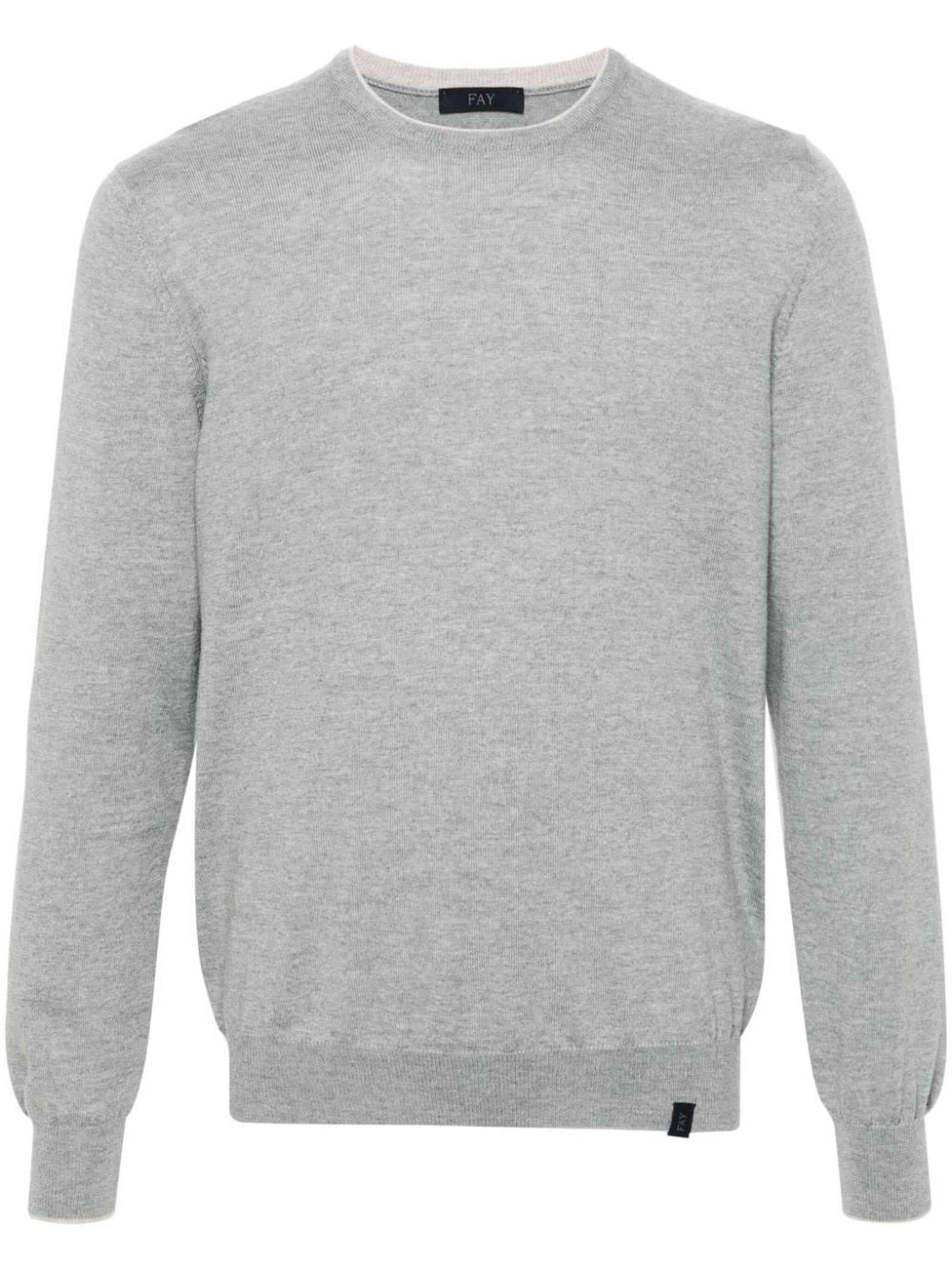 Shop Fay Grey Virgin Wool Sweater