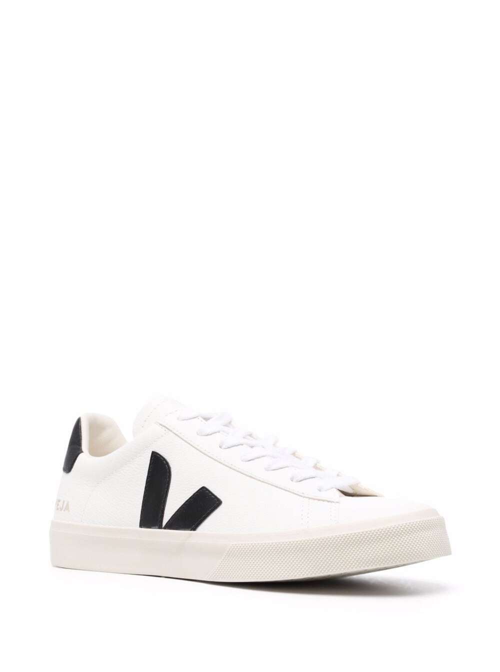 Shop Veja Campo White And Black Low Top Sneakers In Vegan Leather Woman