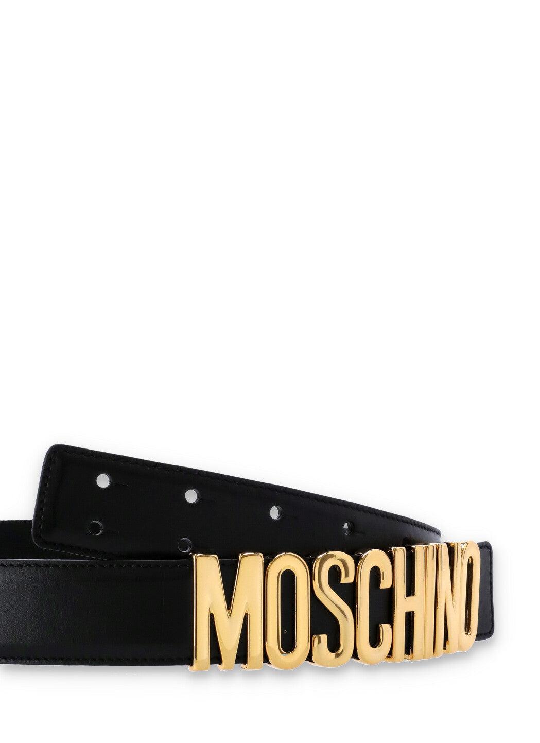 Shop Moschino Logo Plaque Belt In Nero