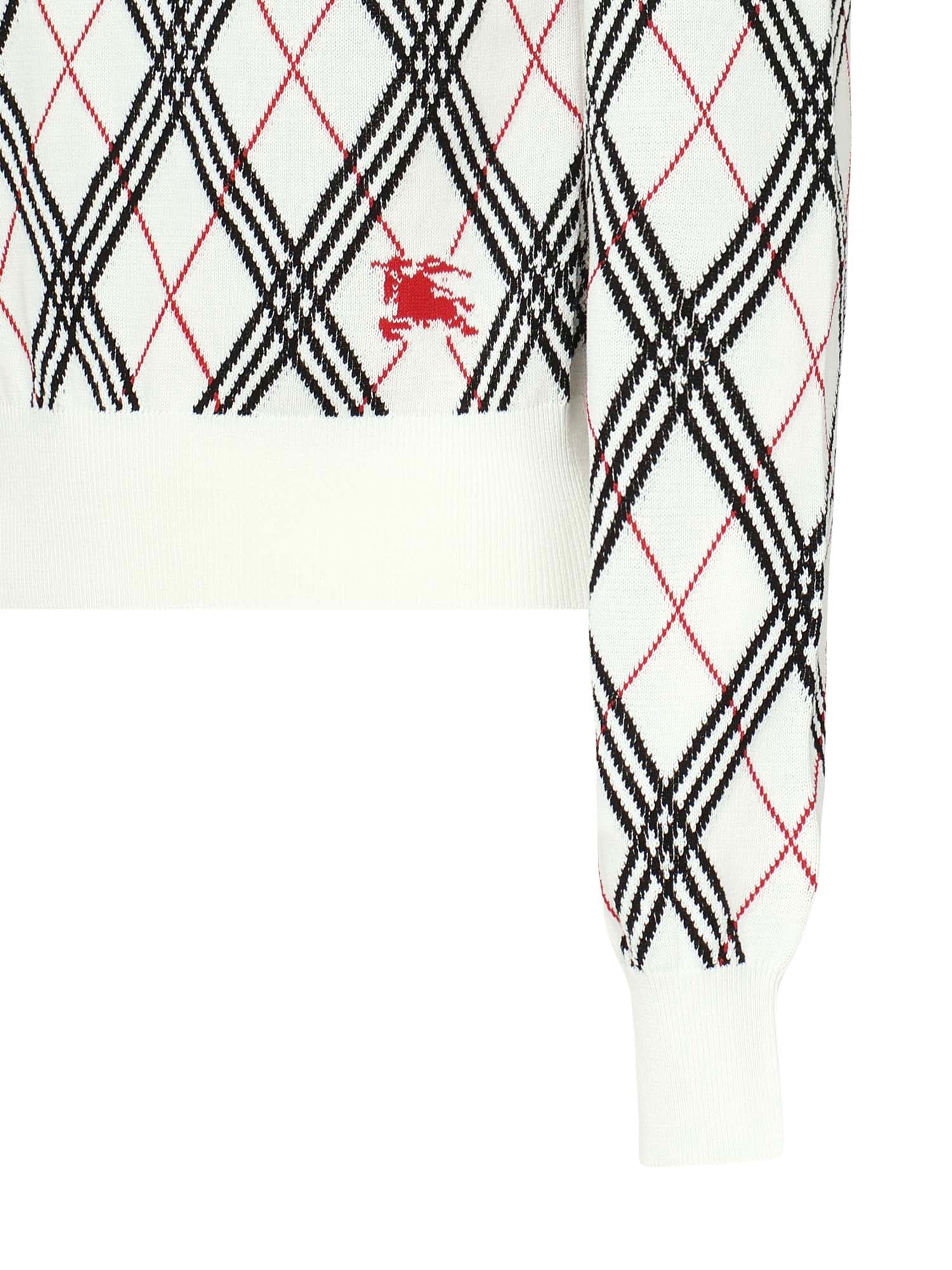 Burberry Argyle Cropped Sweaterb In White