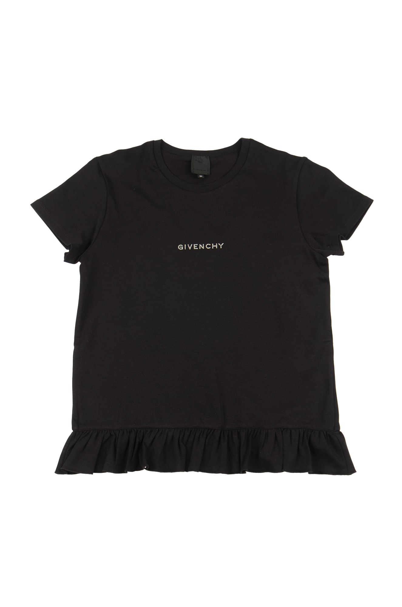 Shop Givenchy Ruffle Hem Logo Detail T-shirt In Black
