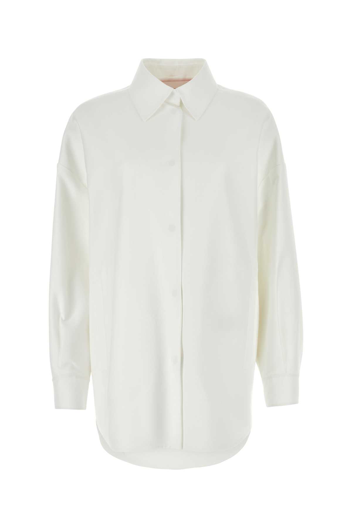 Shop Valentino White Cotton Blend Oversize Shirt In Bianco