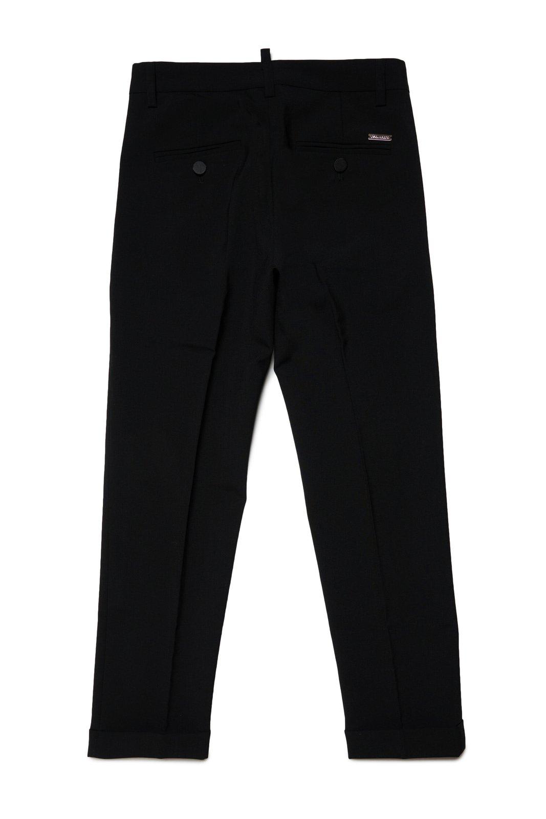 Shop Dsquared2 Logo-plaque Tapered-leg Tailored Trousers In Black