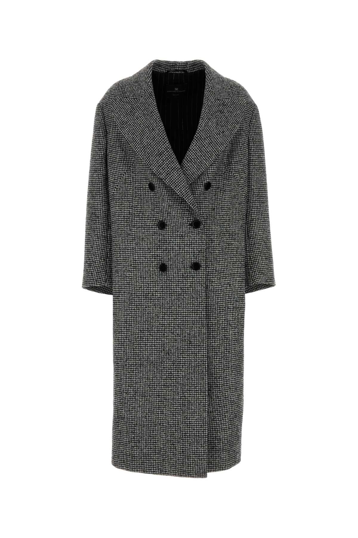 Ermanno Scervino Double-breasted Wool Blend Coat Featuring Vent In Gray