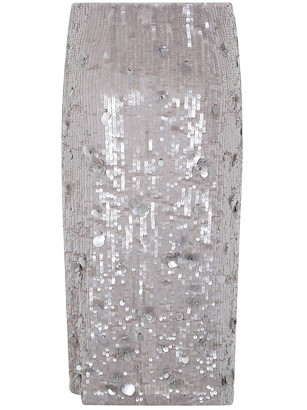 Shop P.a.r.o.s.h Midi Skirt With Pailettes In Grey Melange