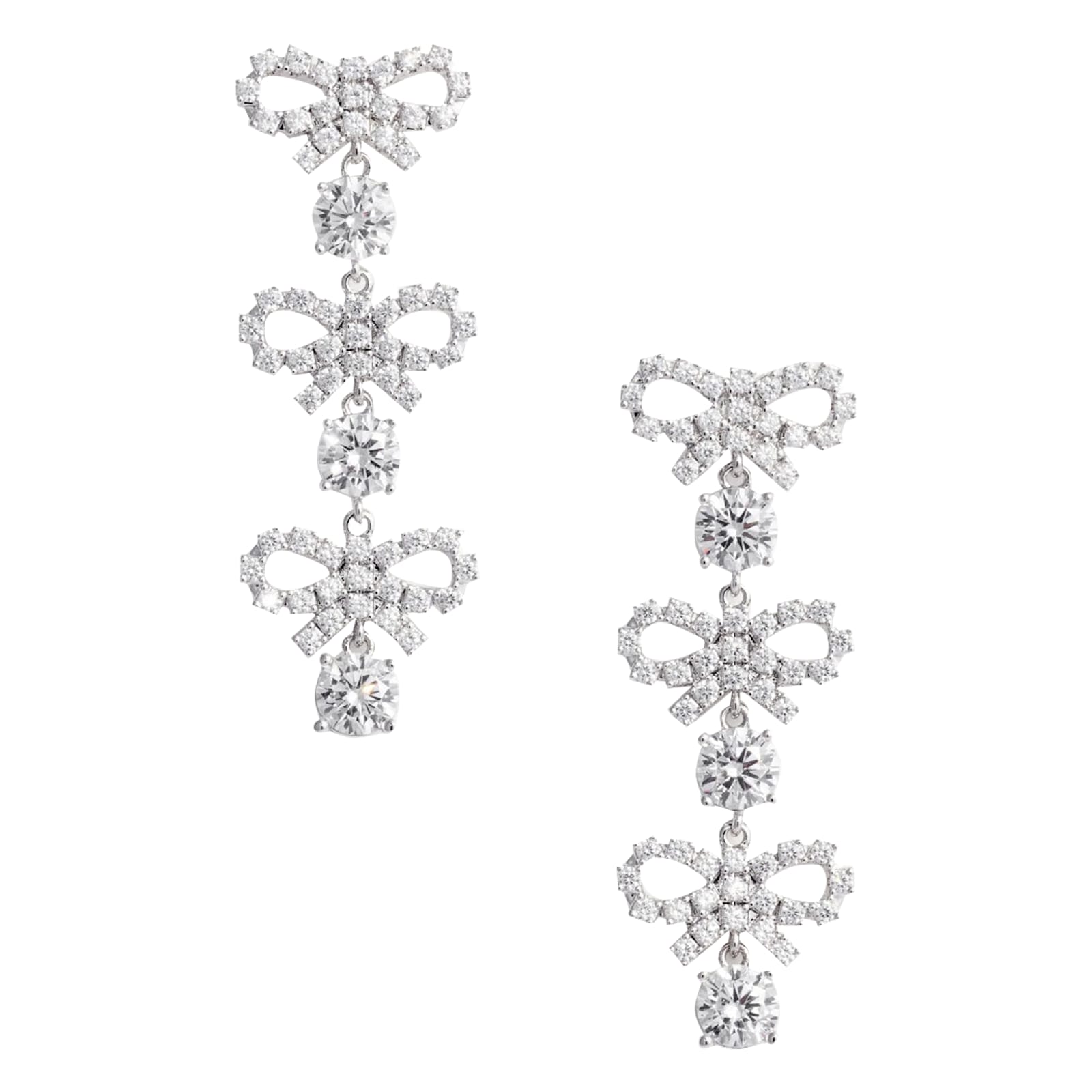 Micro Bow Crystal Tiered Earrings