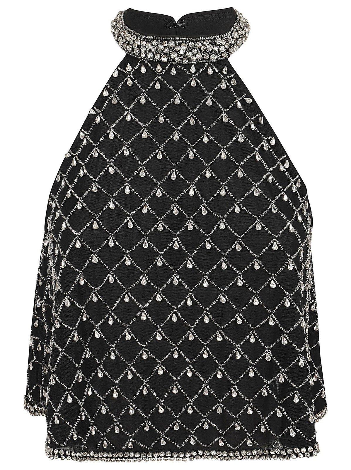 Shop Pinko Polka Dot Printed Embellished Turini Top In Black