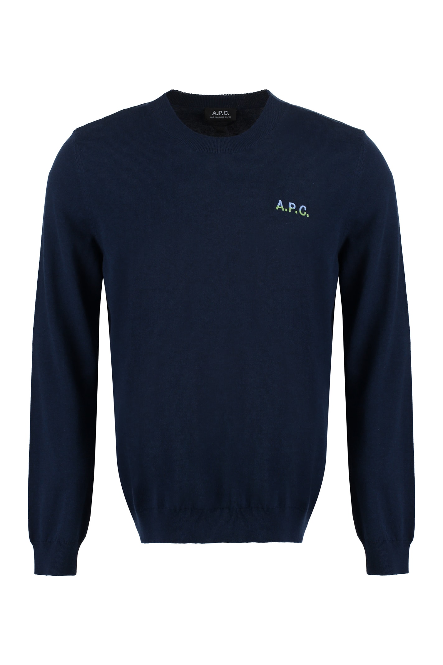 Shop Apc Alols Cotton Crew-neck Sweater In Blue