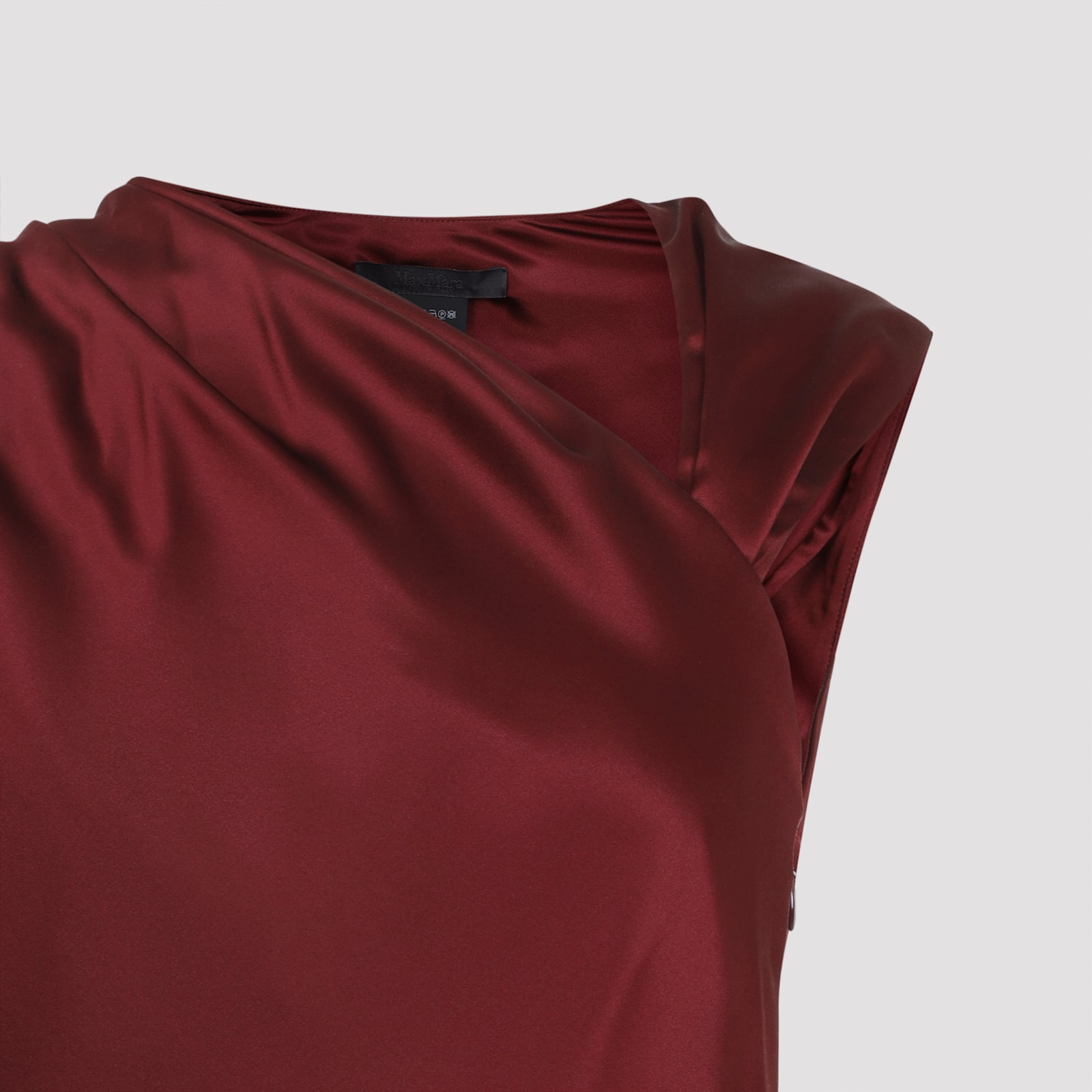 Max Mara Silk Midi Dress With Asymmetric Draped Detail In Red