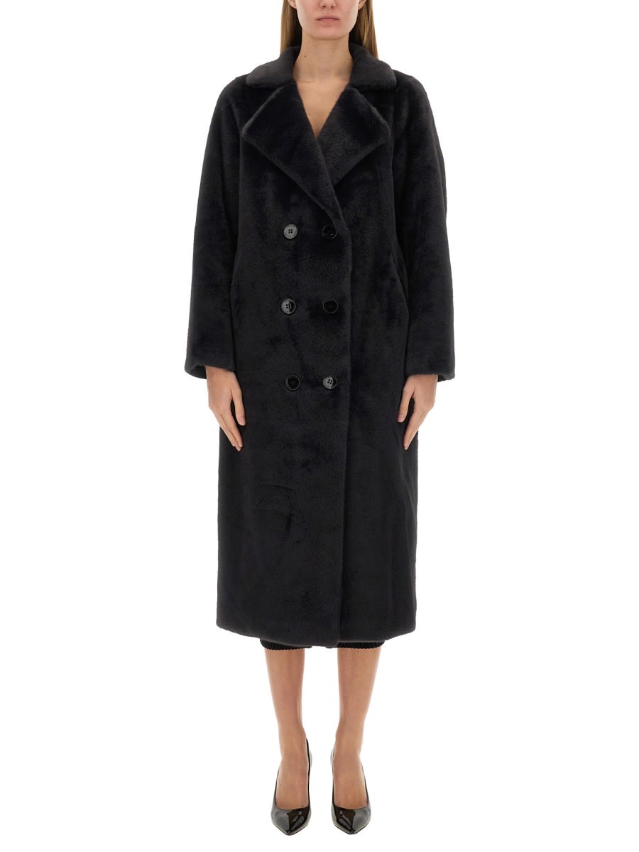 Shop Michael Kors Double-breasted Coat In Blue