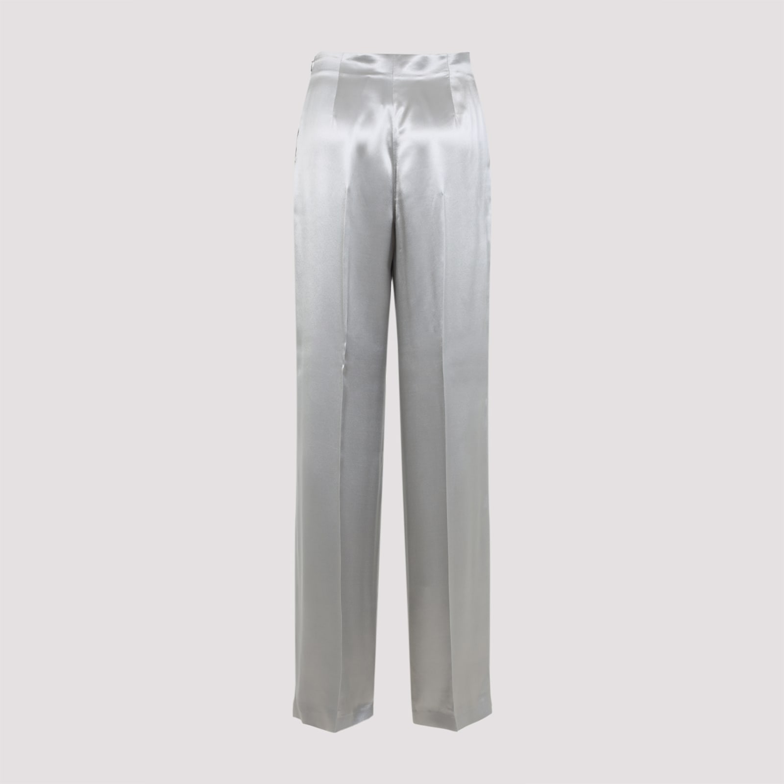 Alberta Ferretti High-waisted Silver Trousers With Tailored Fit In Gray