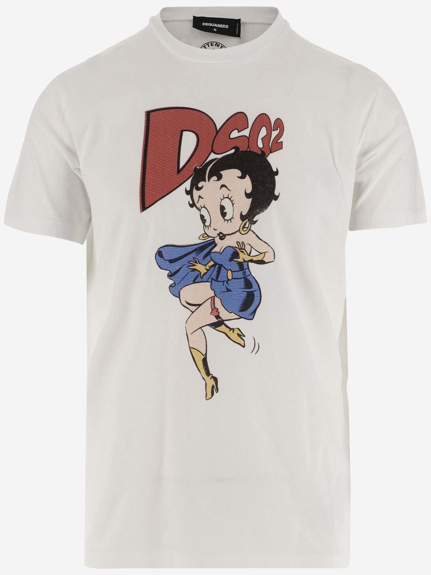 Shop Dsquared2 Cotton T-shirt With Betty Boop Print In White