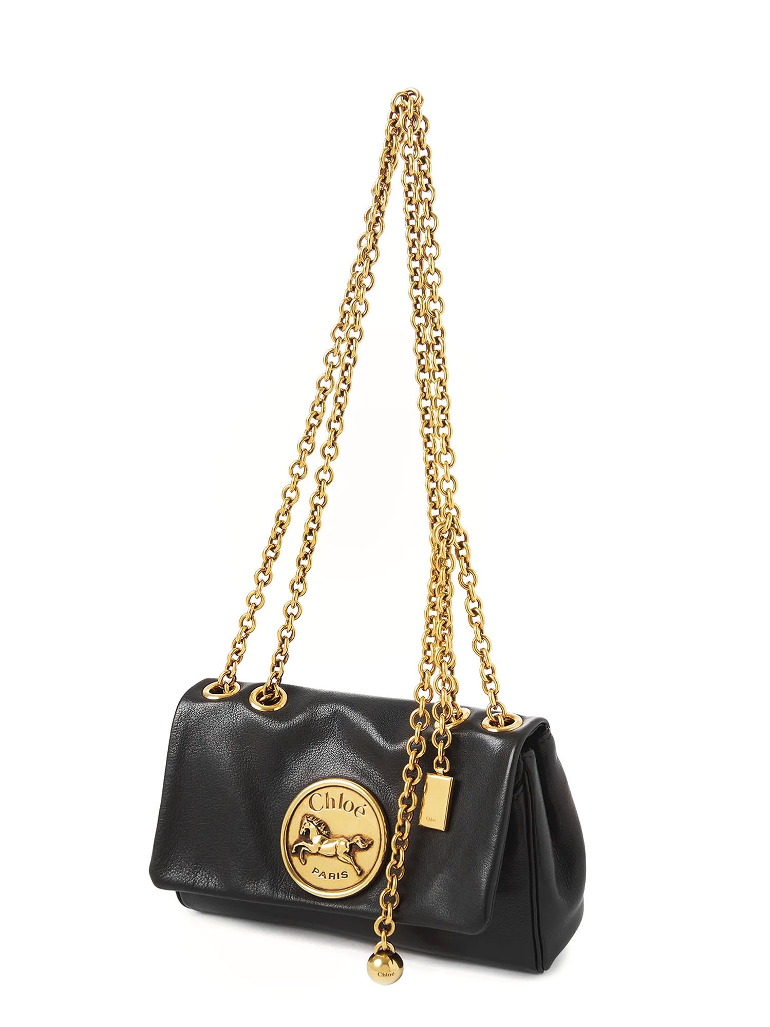 Chloé Small Heritage Grained Leather Shoulder Bag In Black