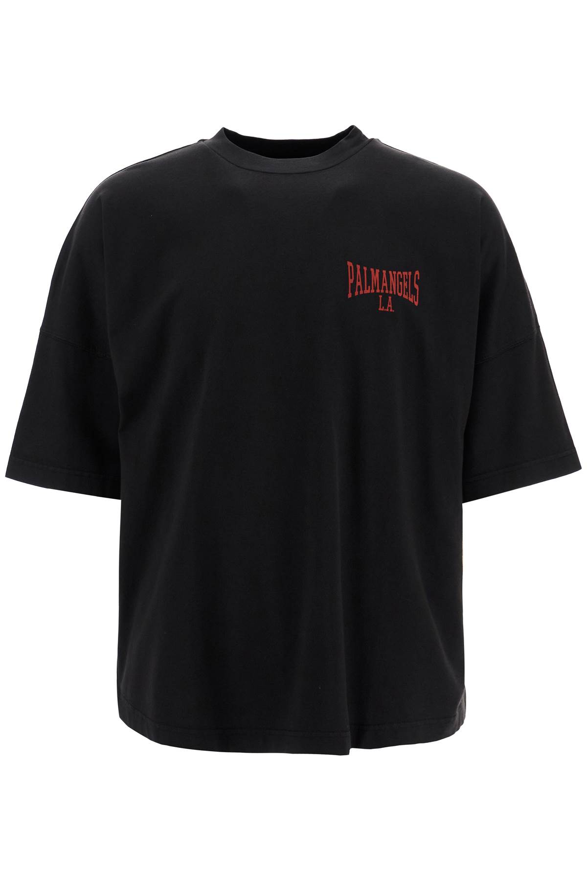 Palm Angels Cotton Mini College Logo T-shirt In Nero