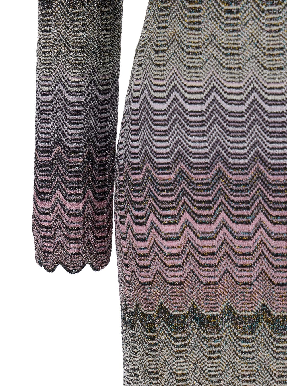 Shop Missoni Multicolor Long Dress With Greek Motif In Lurex Blend Woman