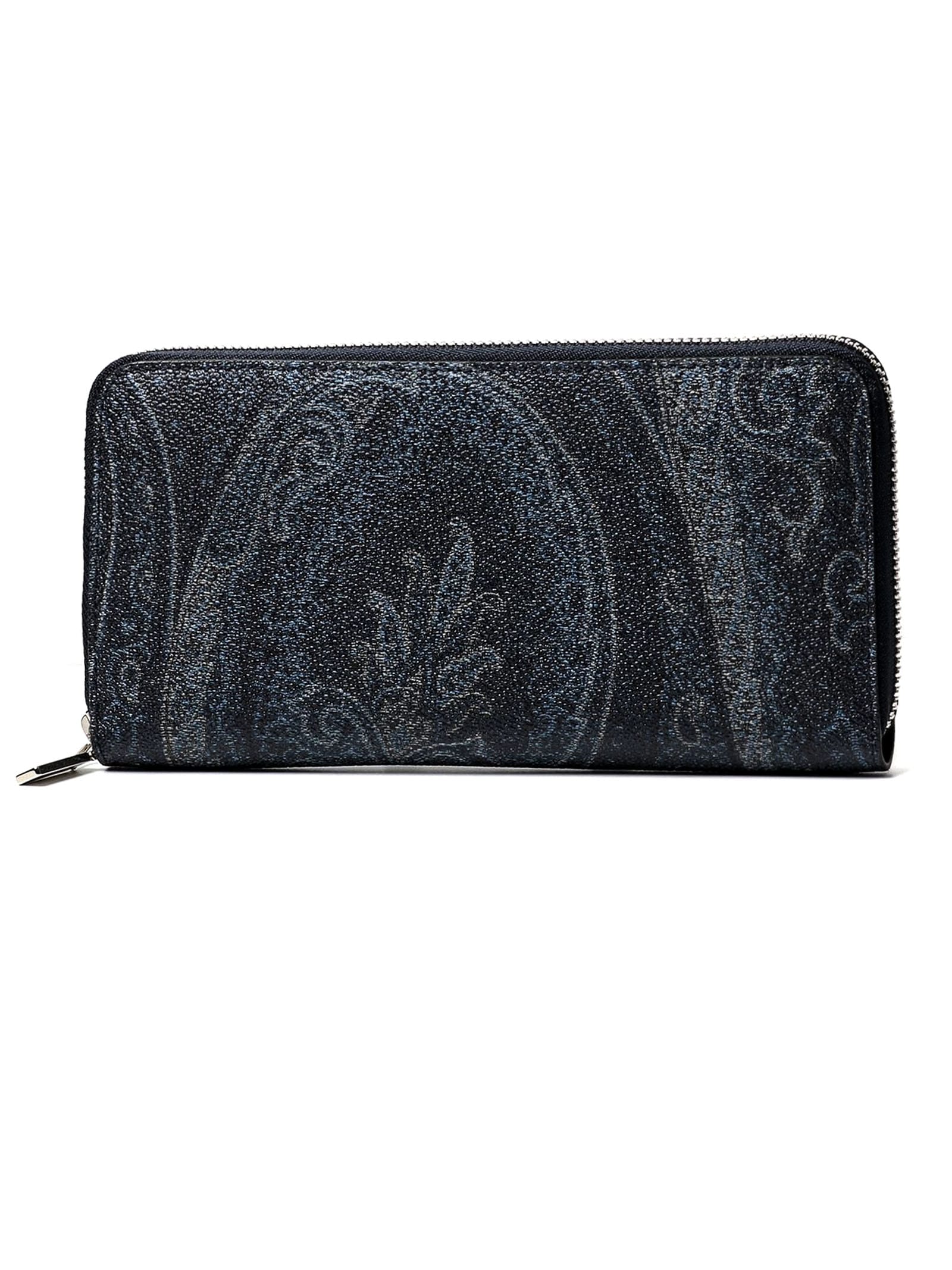 Etro Black Leather Continental Wallet