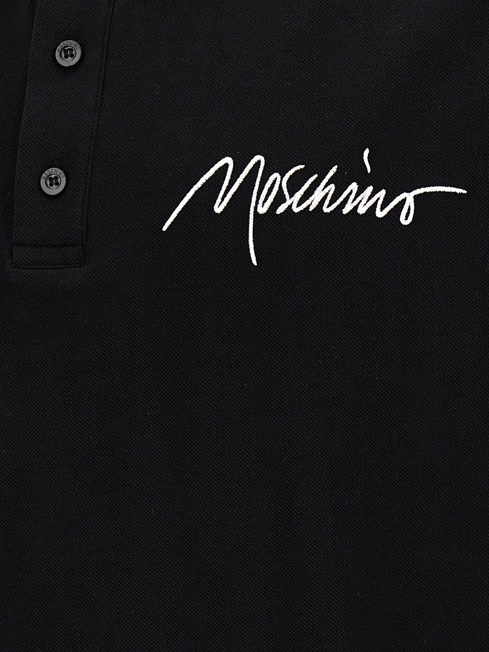 Shop Moschino Logo Embroidery Polo Shirt In 1555