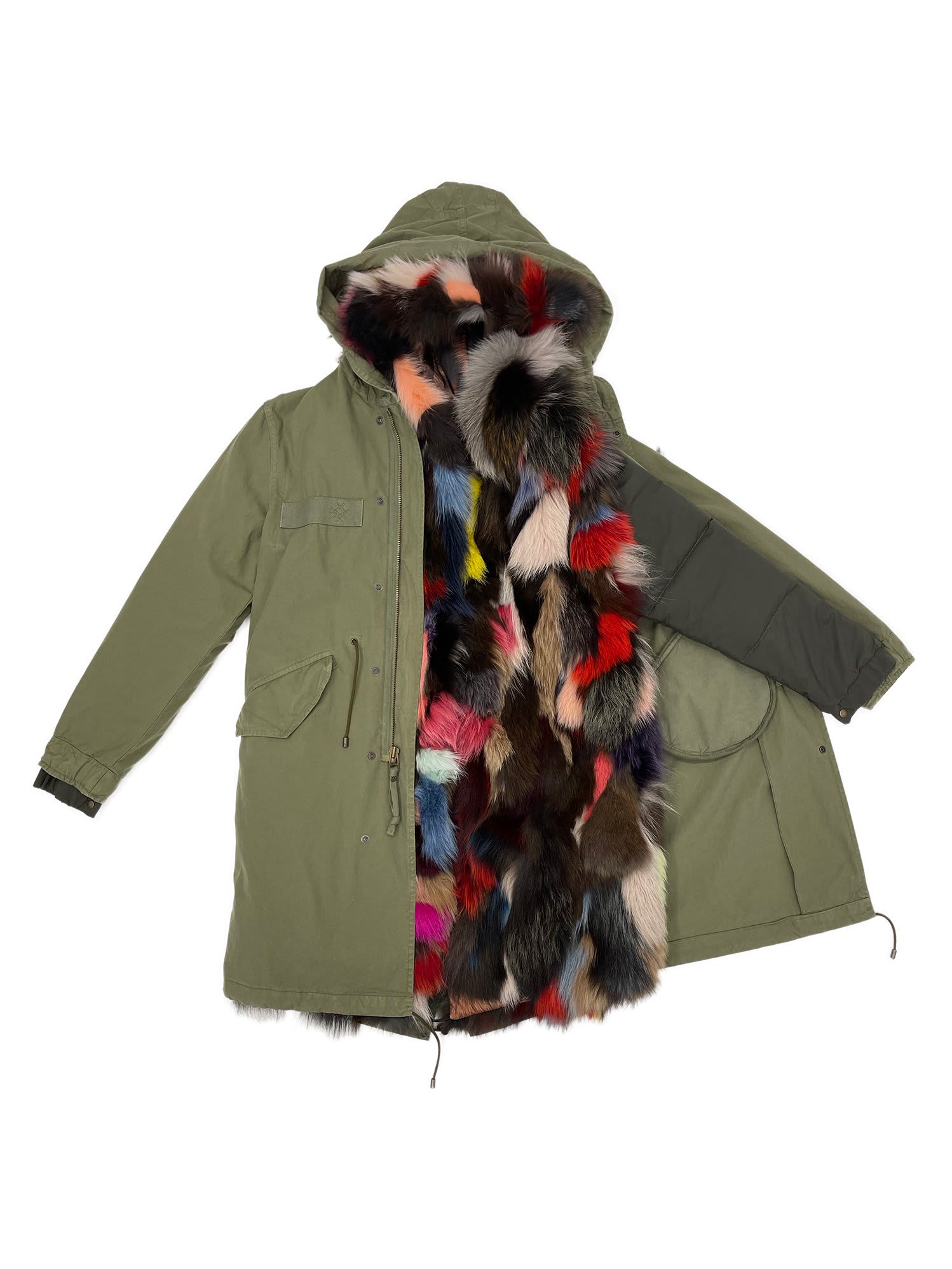 Mr & Mrs Italy Parka With Multicolor Fox Fur Waistcoat And Detachable Sleeves