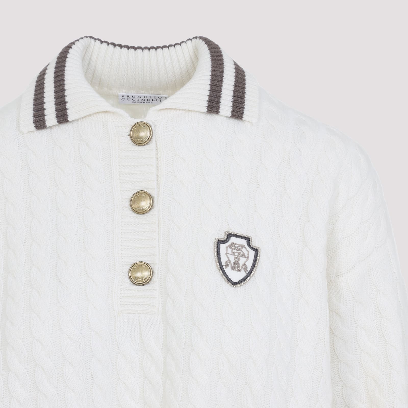 Brunello Cucinelli Sport Club Pullover With White Cashmere In White