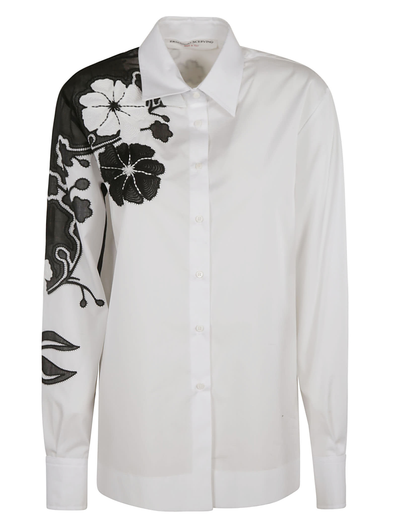 Ermanno Scervino One Sided Floral Embroidery Shirt