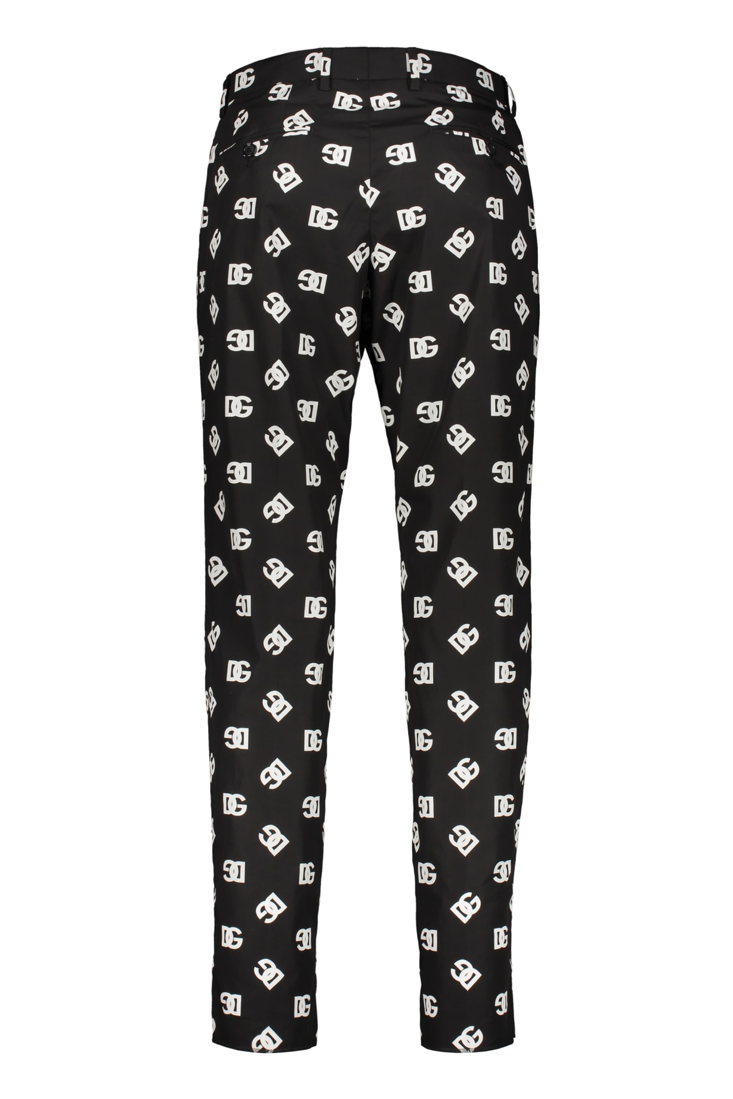 Shop Dolce & Gabbana Printed Cotton Trousers In Black