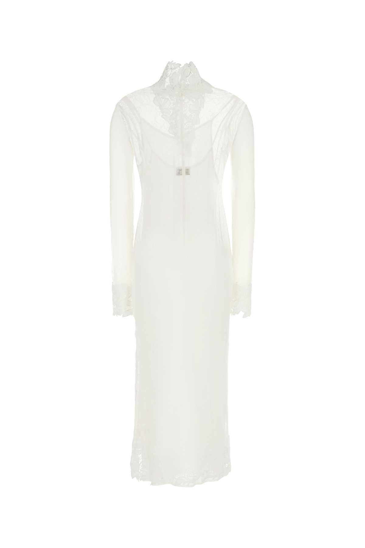 Blumarine Lace-panel Midi Dress In White