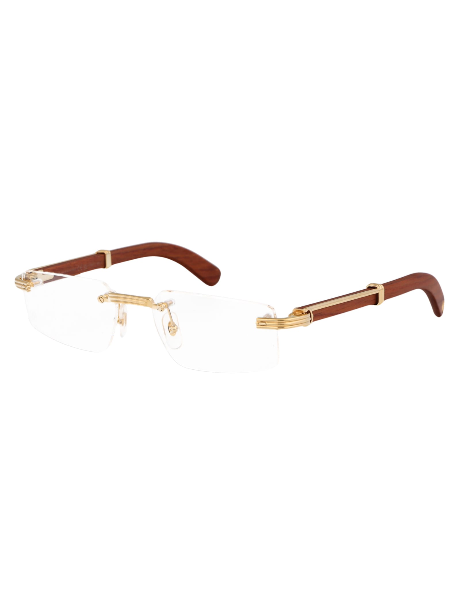 Shop Cartier Ct0485o Glasses In 002 Gold Brown Transparent