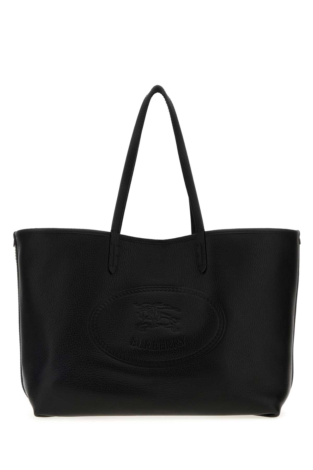 Burberry Medium Highlands Leather Shopping Shoulder Bag In Black