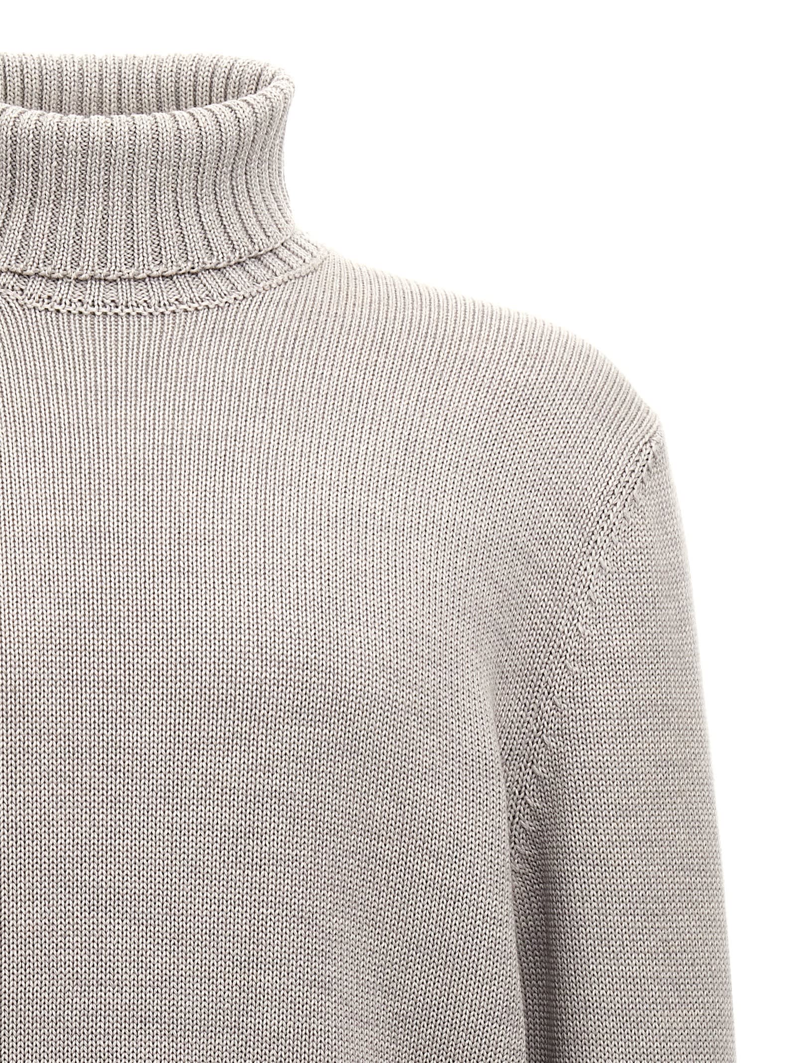 Zanone Wool Turtleneck Sweater With Classic Knit Texture In Gray