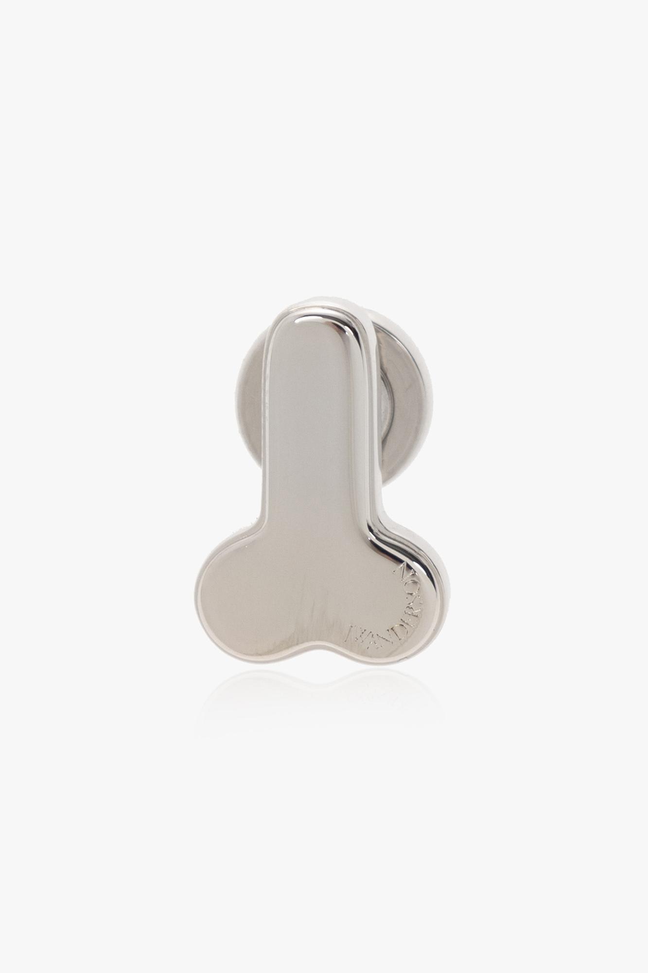 Shop Jw Anderson Mono Earring With Logo In Silver