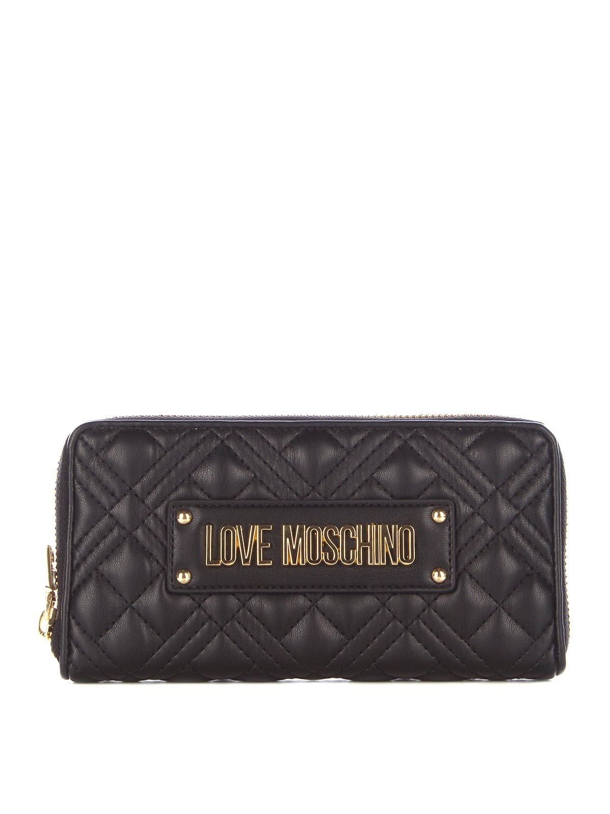 Love Moschino Logo Plaque Quilted Zipped Wallet