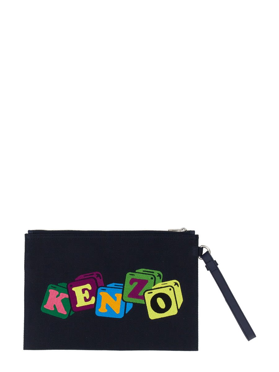 Shop Kenzo Clutch With Embroidery In Black