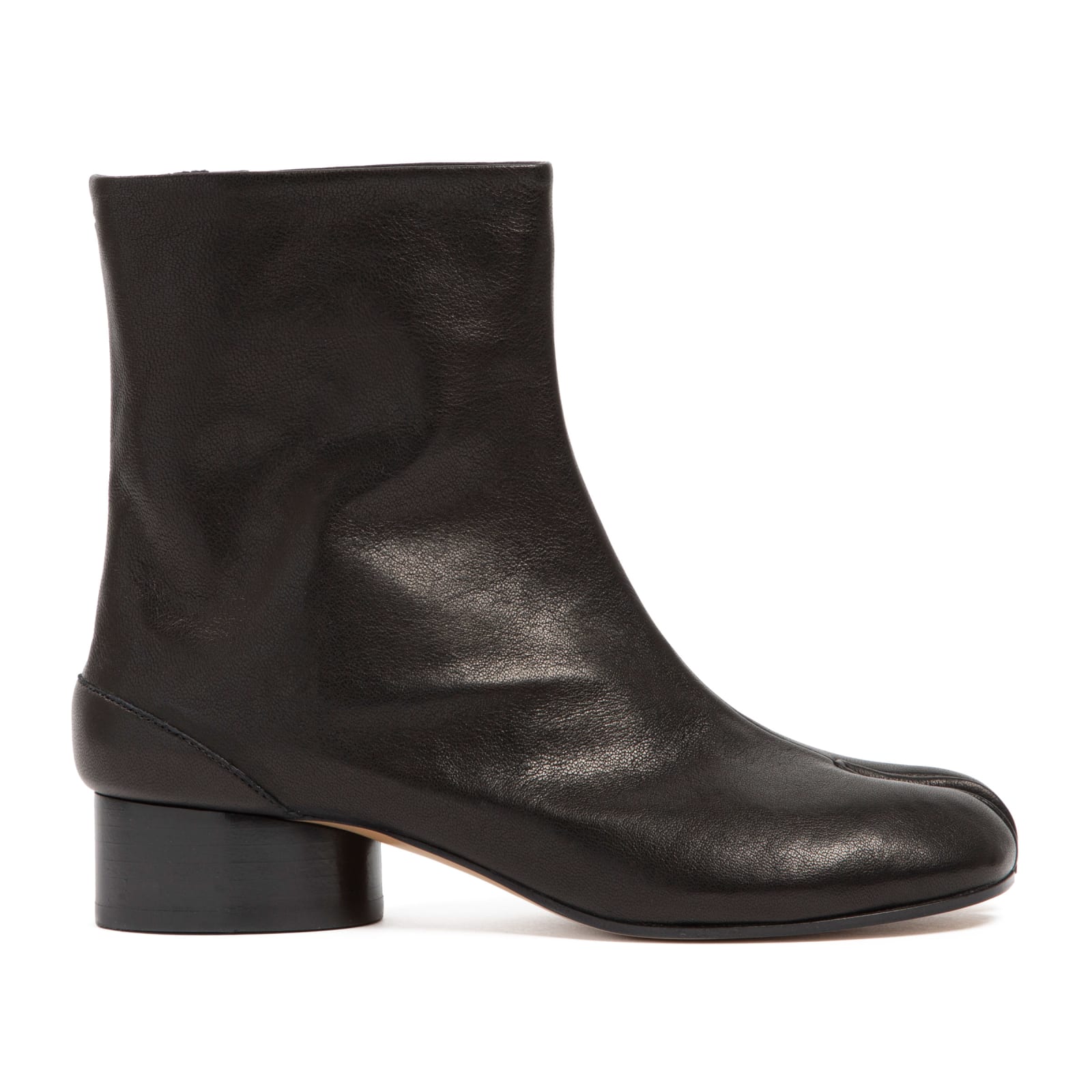 Shop Maison Margiela Tabi Leather Boots In Black