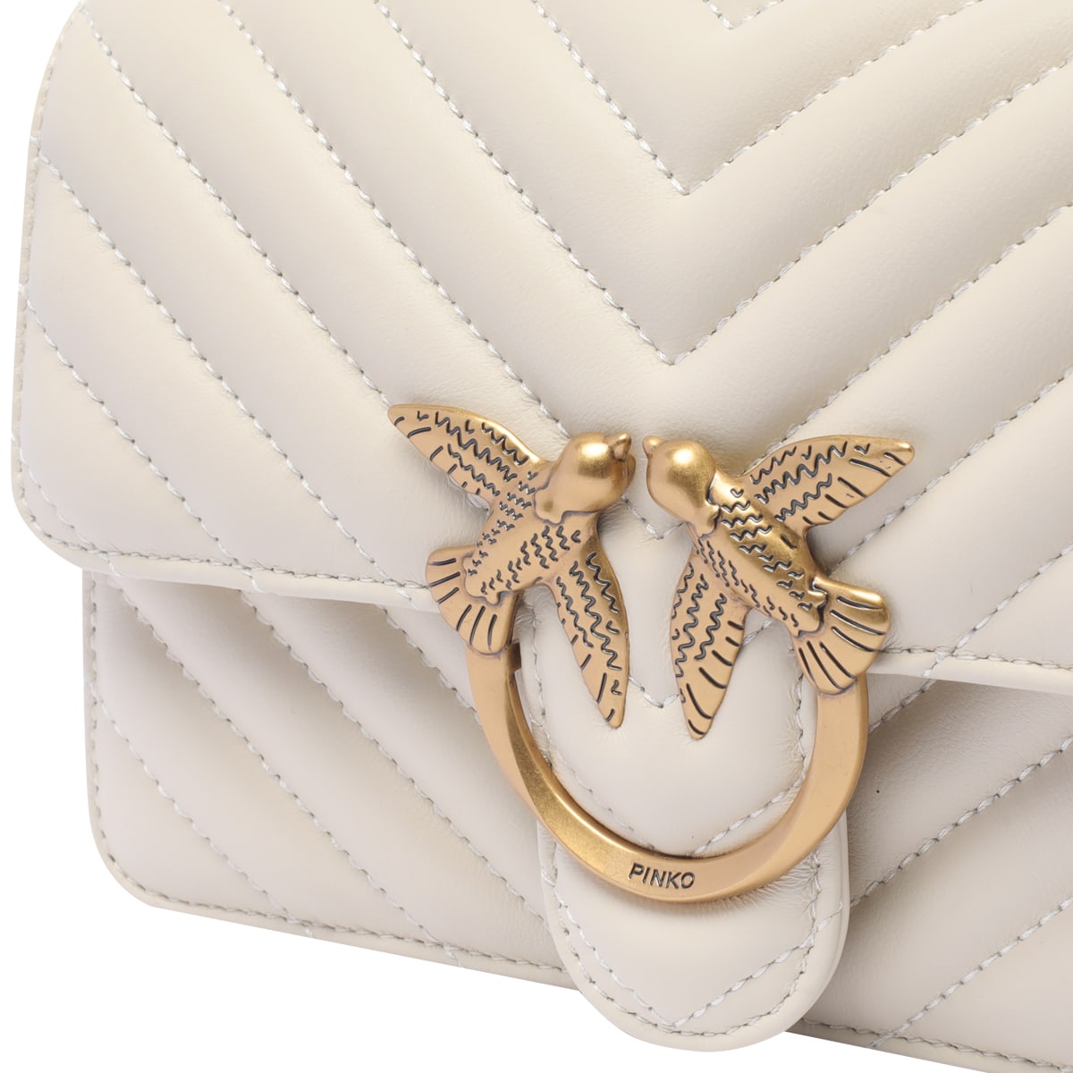 Shop Pinko Mini Love One Crossbody Bag In White