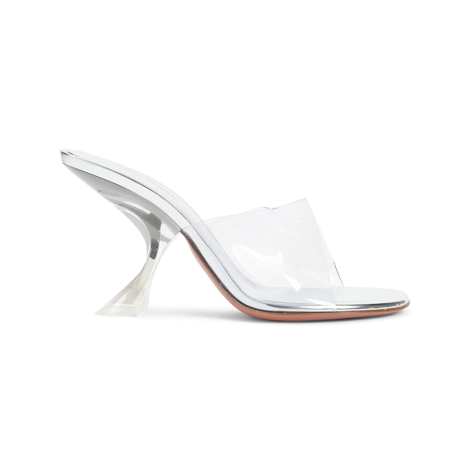 Amina Muaddi Metallic Open-toe Sandals With Sculptural Heel In Transparent