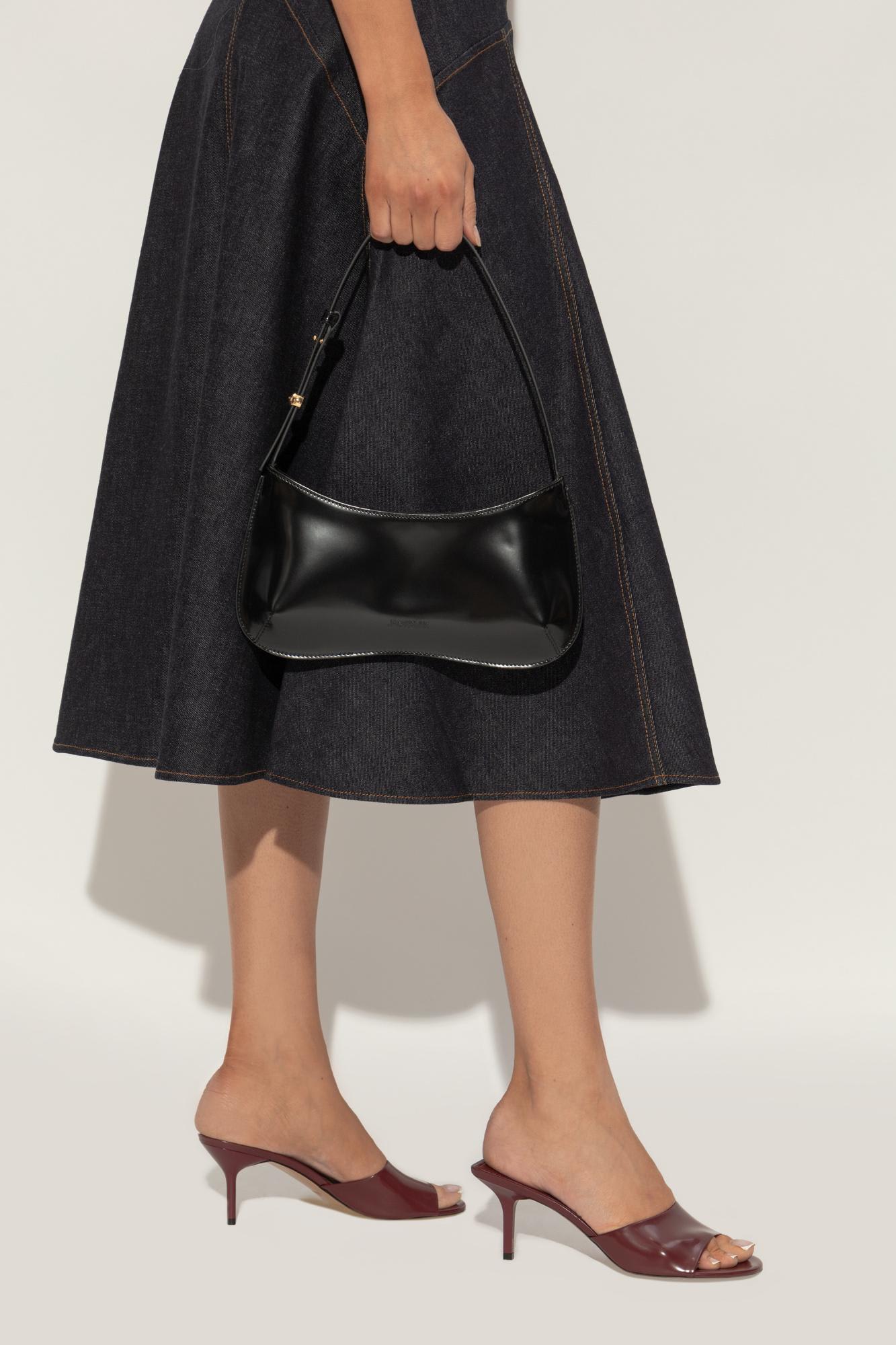 Jacquemus Versatile Shoulder Bag Adjustable Strap Smooth Finish In Black