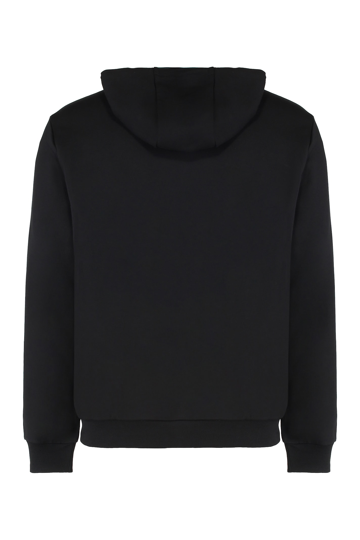 Ea7 Logo Cotton Hoodie In Black