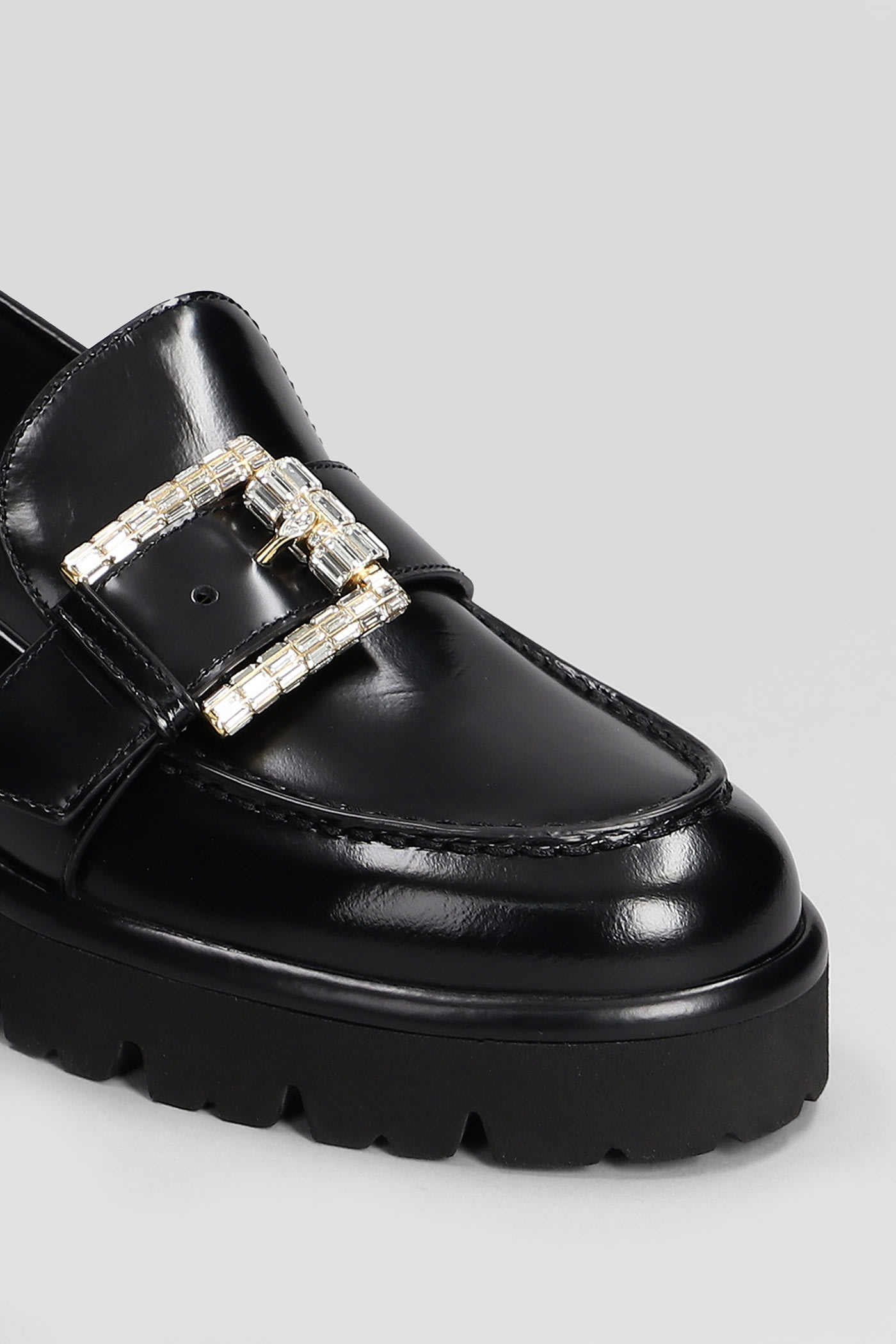 Shop René Caovilla Morgana Loafers In Black Leather