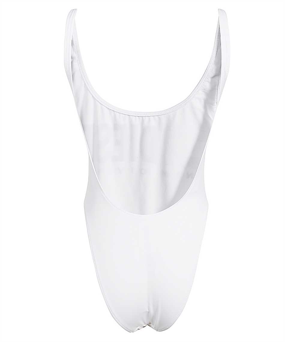 Diesel Solid Color Bfsw-pamela One-piece Swimsuit With Printed Logo In White