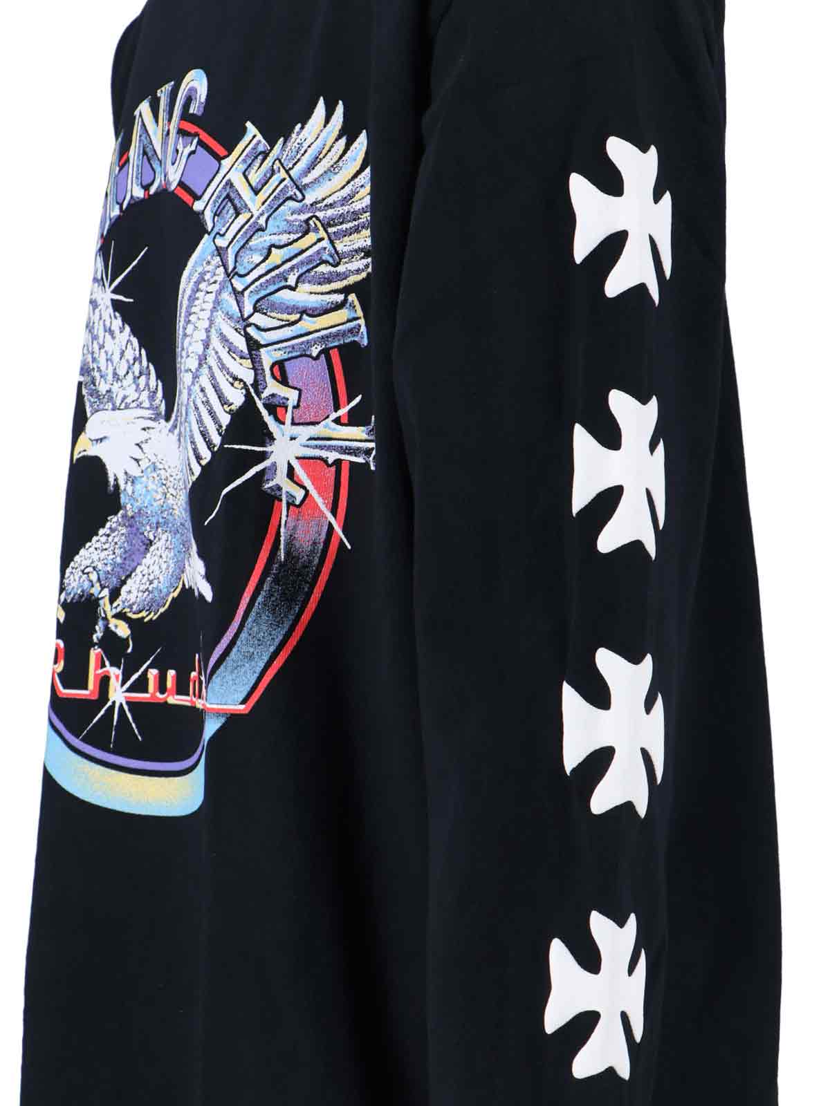 Rhude Notting Hill Eagle Vintage Black Long Sleeve T-shirt In Blue