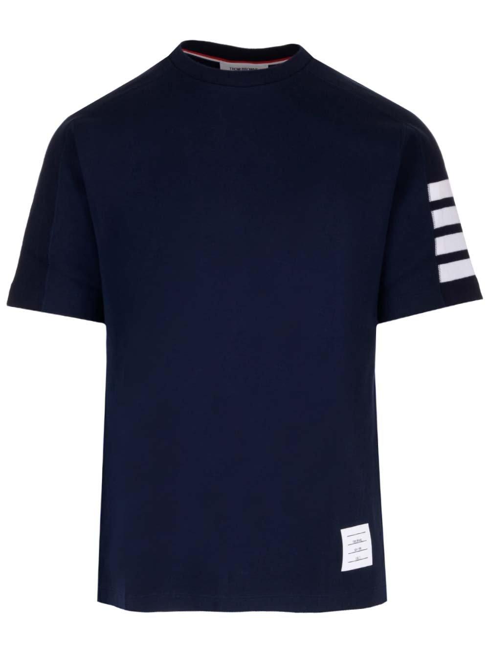 Thom Browne 4 Bar Stripe Crewneck T-shirt In Blue