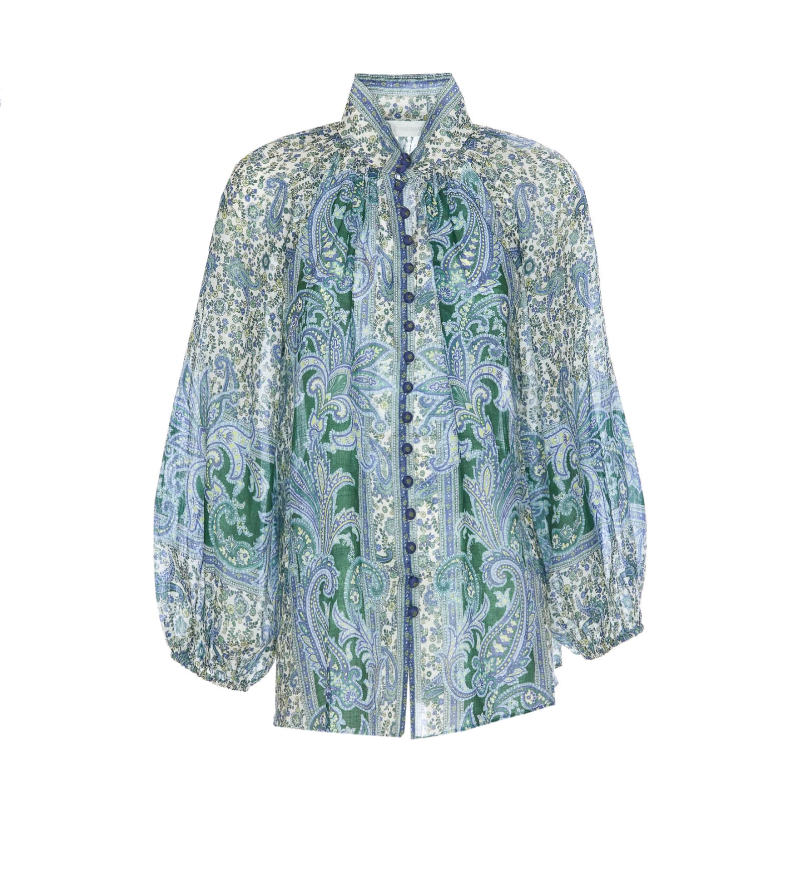 Shop Zimmermann Ottie Billow Blouse In Blue